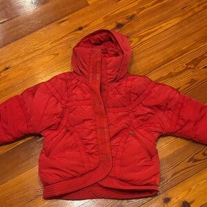 Free People Bold Red Puffer Jacket